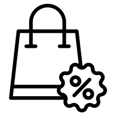 Shopping Basket with Discount Percentage Icon