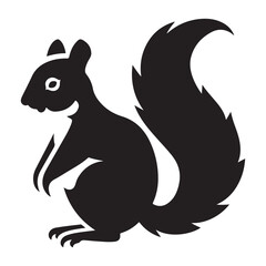 The squirrel black silhouette with white background