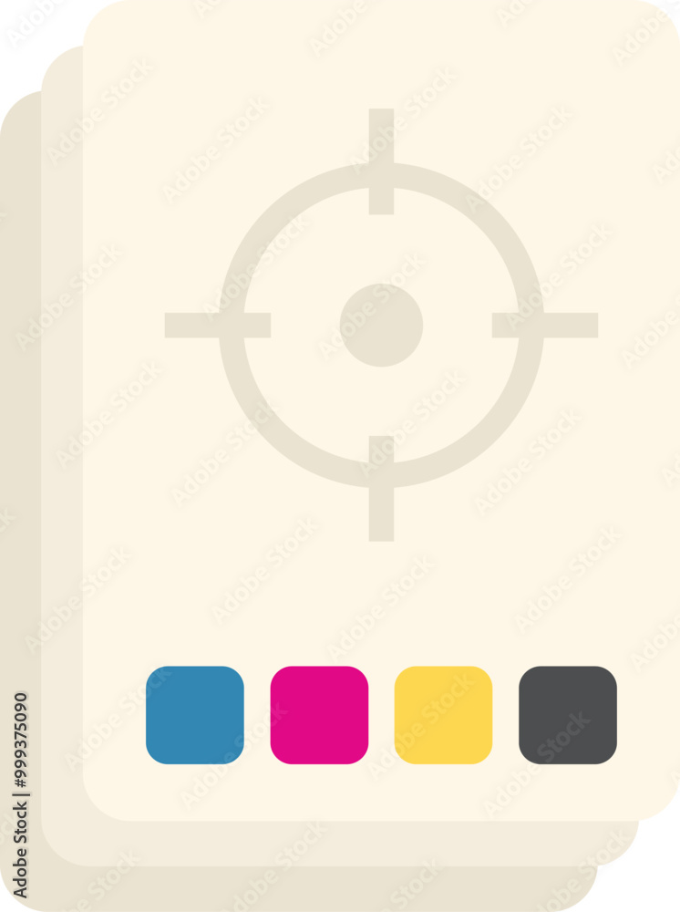 Poster printing house using cmyk color palette for targeting concept, flat icon design