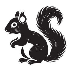 The squirrel black silhouette with white background
