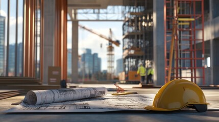 Generate a photo realistic image of building code analysts conducting a code analysis for a construction project, with building code books, code compliance review, architectural plans, 