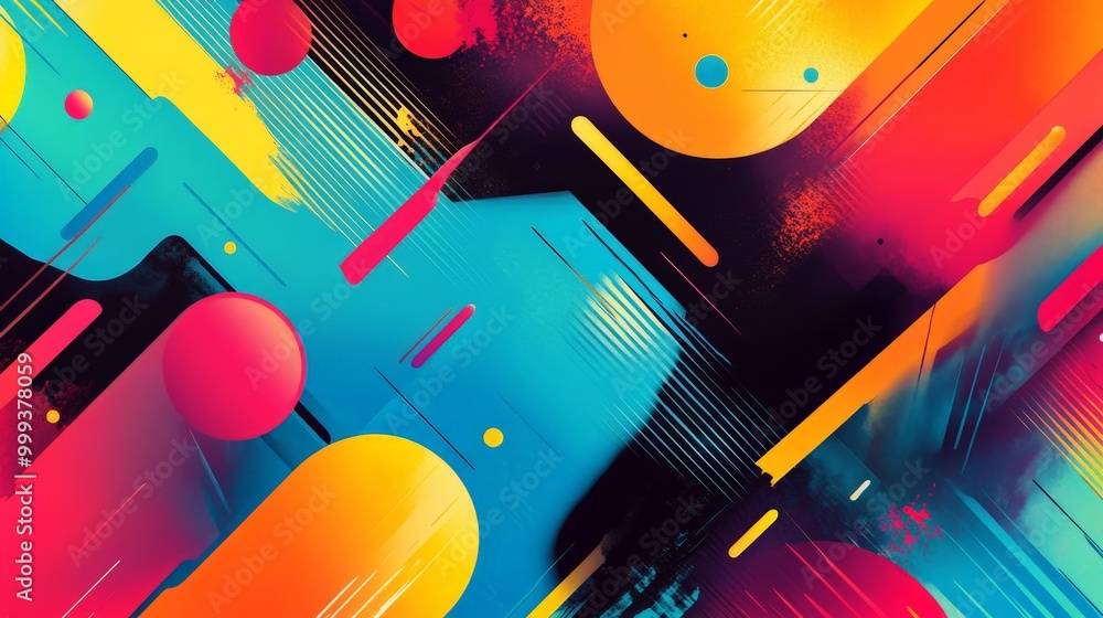 Poster inspirational quote over abstract, colorful shapes with bold lines and angles, creating a vibrant an