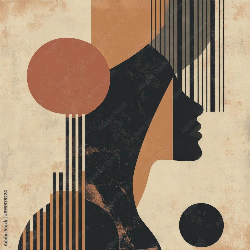 Poster inspirational quote paired with geometric patterns in muted colors, creating a modern and subtle fac