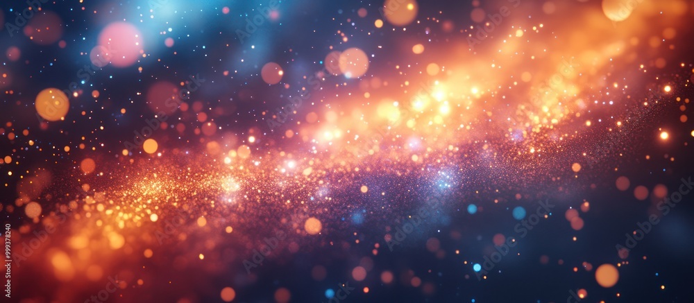Poster abstract background with bokeh lights in warm and cool colors.