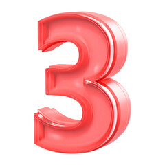 Red 3D Number 3