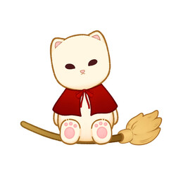 Cat flying on a broom