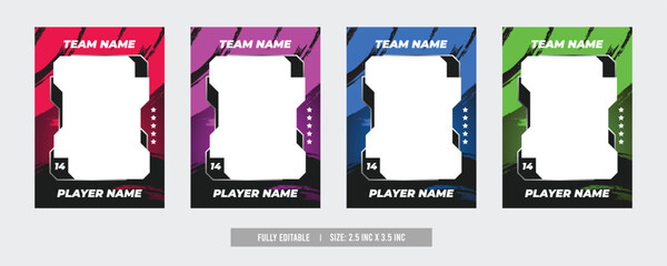 sports trading card, player photo frame template, game trading card for football, hockey and basketball, blank rectangle for photo frame, template eps 10.	