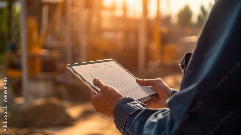 Wall mural generate a photo realistic image of project administrators reviewing construction project documentat
