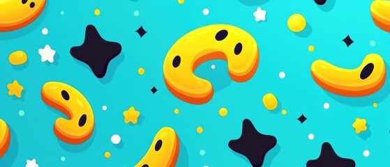 Colorful abstract pattern with playful shapes and stars