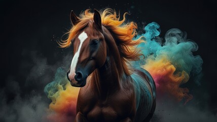 Horse with Colorful Smoke