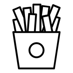 French Fries Icon Outline Style. Simple Food Vector Illustration.