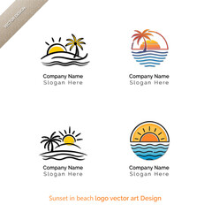 Beach Sunset Bliss  Logo Vector Art Design