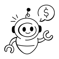 Drawing style icon of finance robot 

