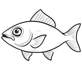 Illustration of a fish, Outline cod fish, Vector fish