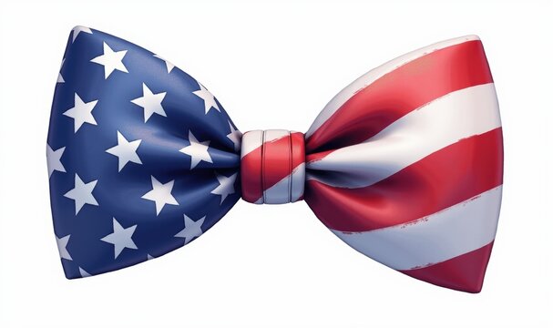 Celebrate patriotism with this vibrant American flag bow tie. Perfect for themed events, parties, or promotions related to the Fourth of July or national celebrations.