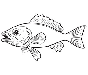 Illustration of a fish, Outline cod fish, Vector fish
