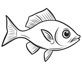 Illustration of a fish, Outline cod fish, Vector fish