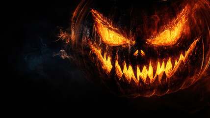 Fototapeta premium Dark Halloween Pumpkin with Sharp Teeth