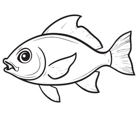 Illustration of a fish, Outline cod fish, Vector fish