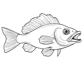 Illustration of a fish, Outline cod fish, Vector fish