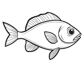 Illustration of a fish, Outline cod fish, Vector fish