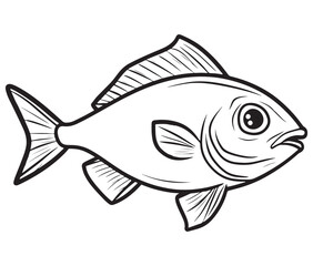 Illustration of a fish, Outline cod fish, Vector fish