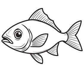 Illustration of a fish, Outline cod fish, Vector fish