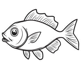 Illustration of a fish, Outline cod fish, Vector fish