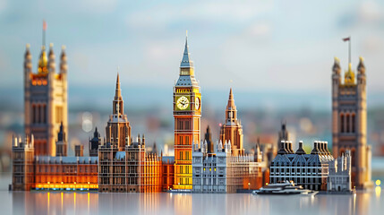 Fototapeta premium Miniature London Landmark Model Display with Soft Focus