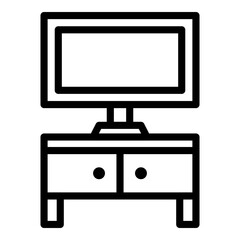 Tv Desk Icon. Simple Furniture Vector Illustration.