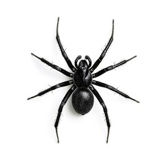 Black Spider with Eight Legs Isolated on White Background