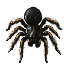 Obraz premium Black Tarantula Spider Illustration Arachnid Insect Animal Nature Wildlife Entomolo