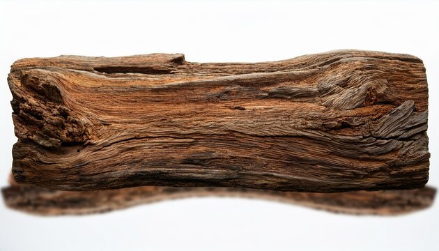 A rough, splintery plank with visible grain and cracks, with a blurred, neutral-toned backgr 