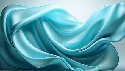 Obraz premium A soft wave of cyan silk suspended in a mid-motion arc, beautifully lit to emphasize its smo