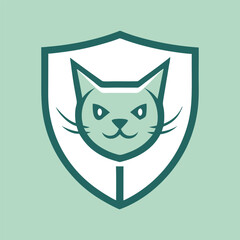 Cat inside shield vector illustration