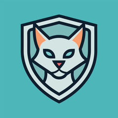 Cat inside shield vector illustration