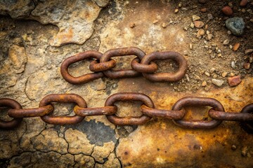 A pair of broken chains on weathered stone representing end of oppression