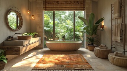 Modern minimalist interior design that provides a relaxing feeling and has all the comforts of a bathroom in a house or condo.