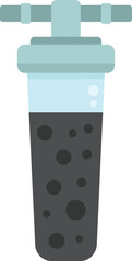 Water filter cartridge with activated charcoal is purifying drinking water, making it safe and clean for consumption