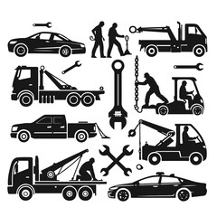 Towing silhouettes premium vector
