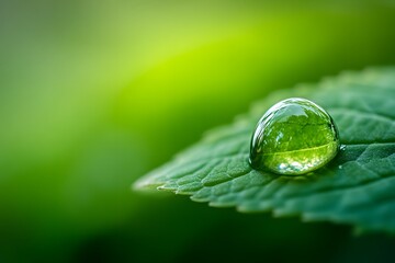 Stunning Close-Up of a Water Drop on Green Foliage
