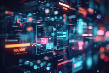 Futuristic Online Shopping Interface with Holographic Black Friday Deals for Digital Marketing
