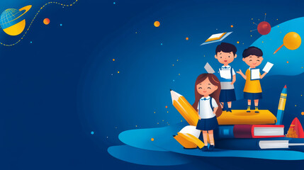 School admission timeline cover design and web banner, featuring a back-to-school social media post layout with a blue background.



