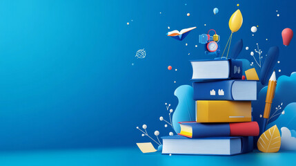 School admission timeline cover design and web banner, featuring a back-to-school social media post layout with a blue background.



