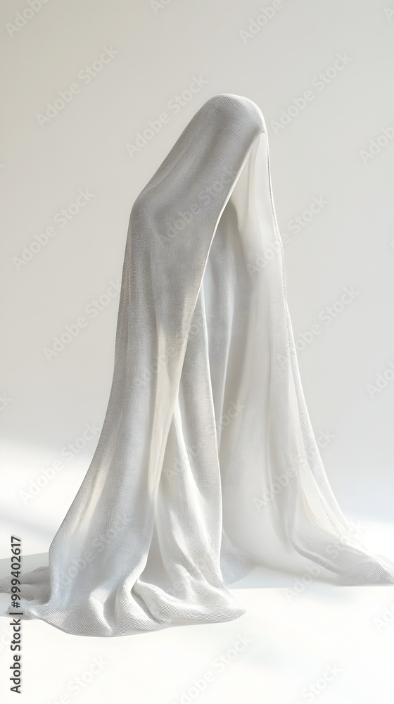 Poster ethereal vampire cloak hovering in pristine white backdrop