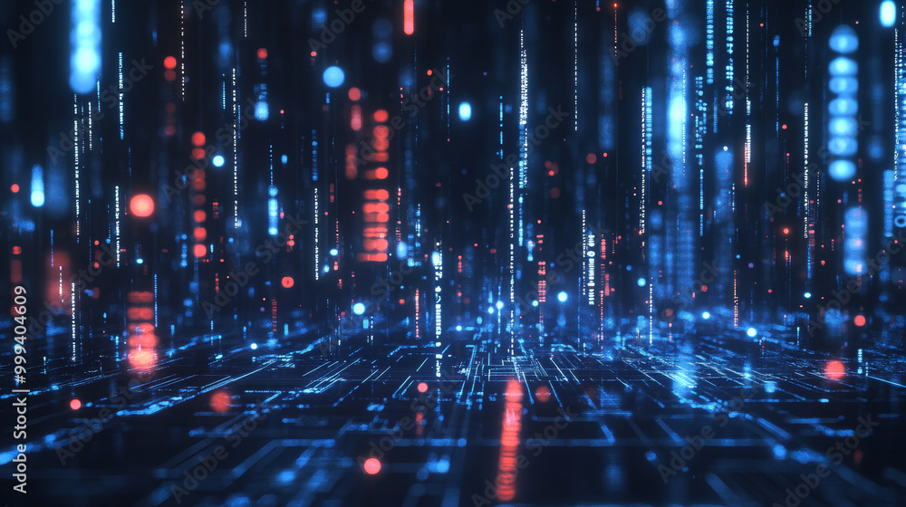 Poster create a dynamic wallpaper featuring a futuristic data flow with an explosion effect that captures m