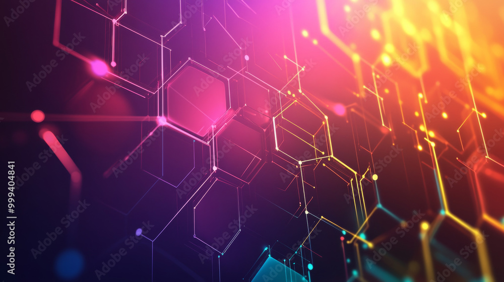 Poster abstract tech background featuring a futuristic technology interface, with geometric shapes and dyna
