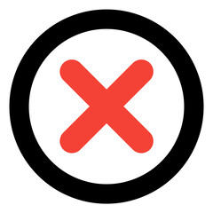 cross mark icon isolated on transparent background 