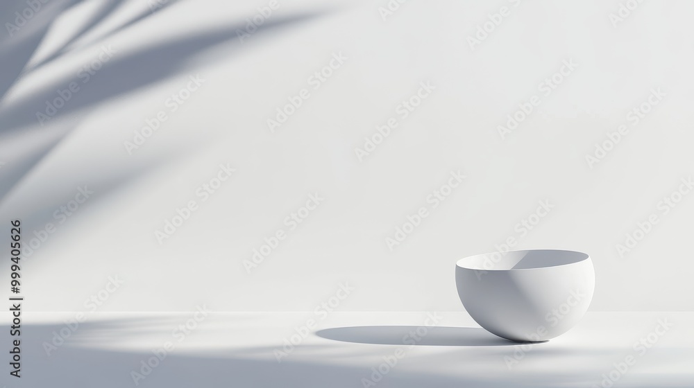Poster a minimalistic object on a white background with soft, diffused shadows creating a subtle depth.