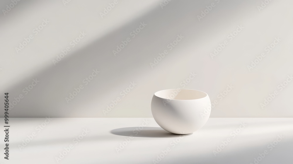 Poster a minimalistic object on a white background with soft, diffused shadows creating a subtle depth.